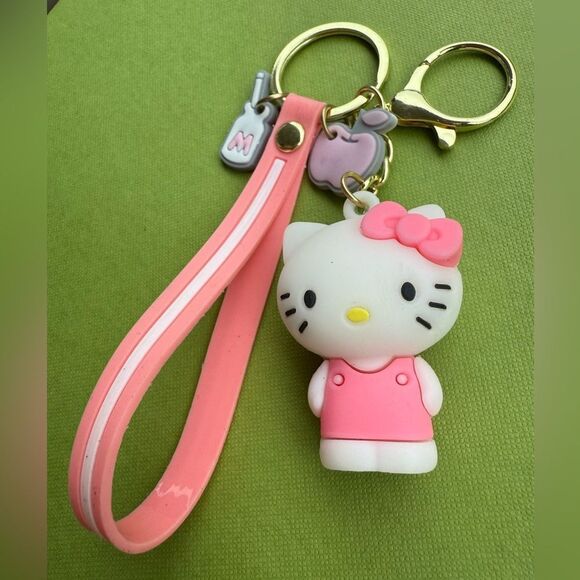 Hello Kitty Pink Bow Keychain with Charms & Wrist Strap – Super Cute! - Picture 4 of 17